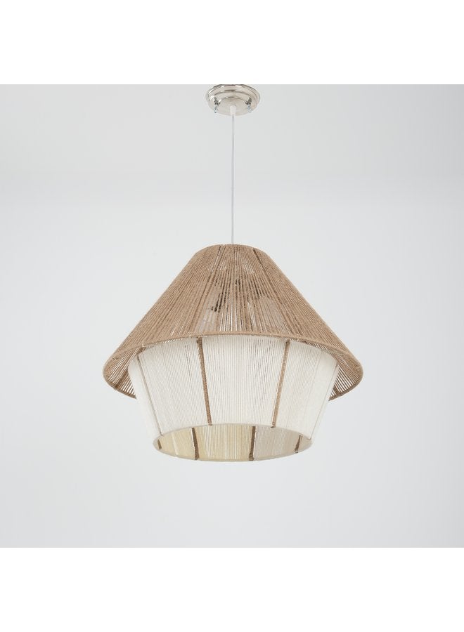 تبس هوم لمب نجفة TBS باللون اوف وايت× بيج مصنوعة من خيوط خيش لإضاءة المنزل والديكور - Image 2